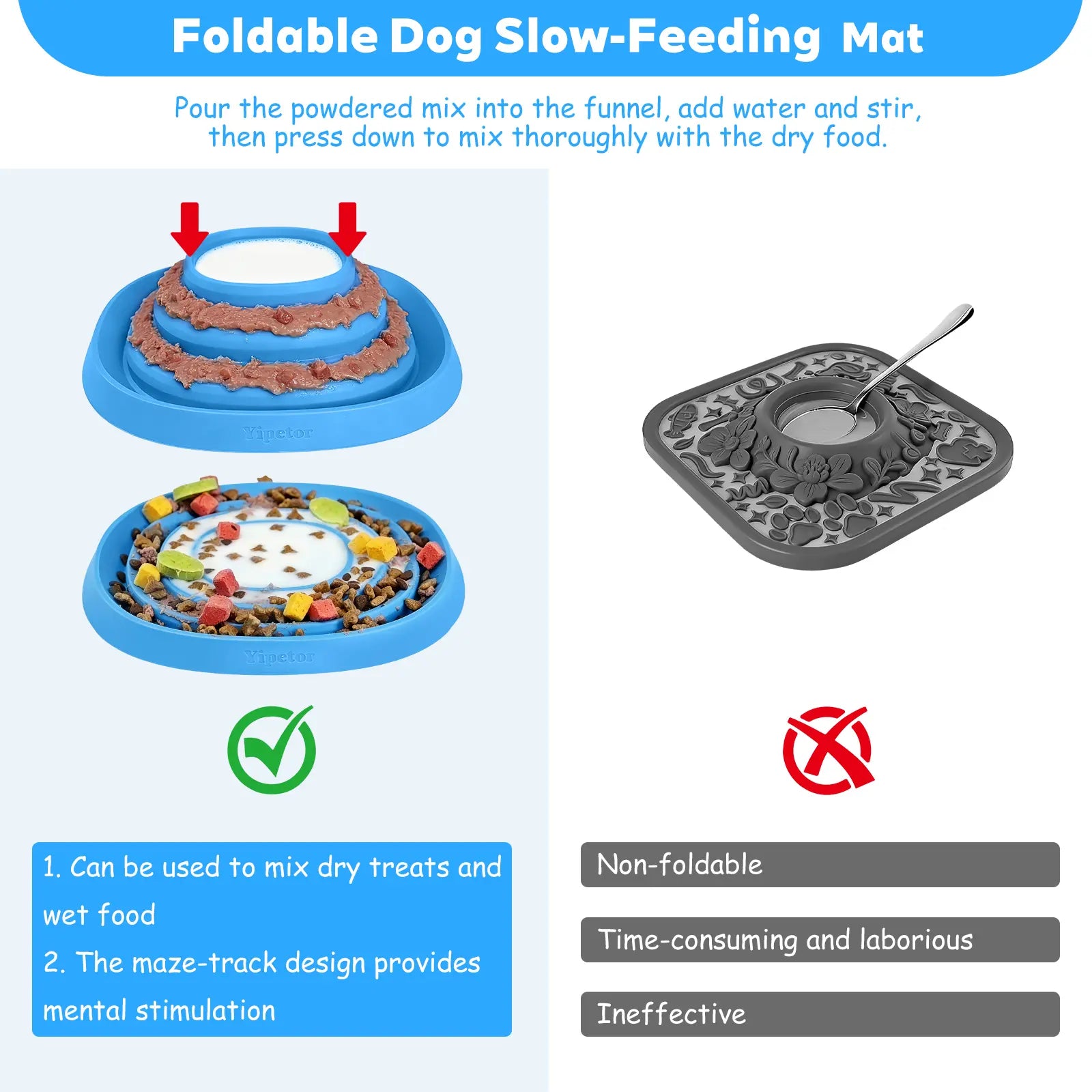 Yipetor Zen Disc: Professional Sensory Calming Tool for Dogs, Foldable Silicone Lick Mat and Slow Feeder, BPA Free, Dishwasher Safe, Reduces GDV Risk, Ideal for All Breeds