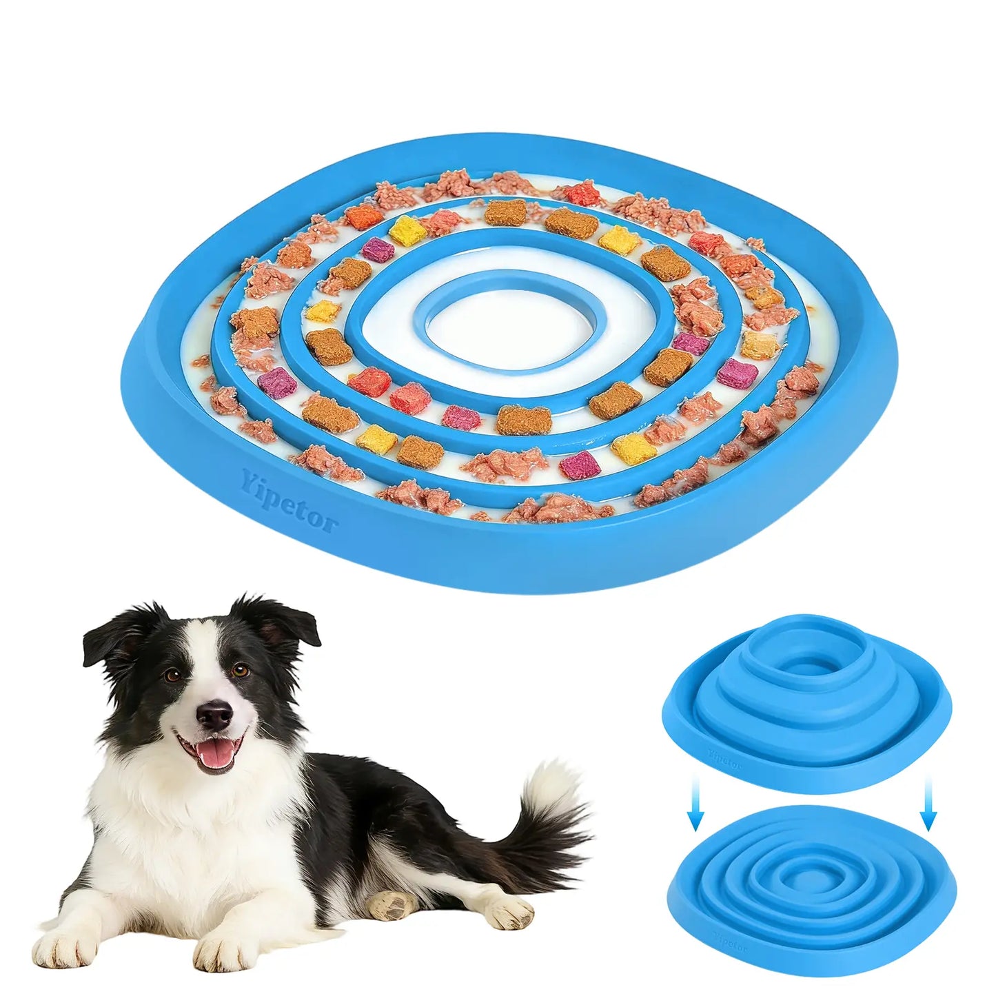 Yipetor Zen Disc: Professional Sensory Calming Tool for Dogs, Foldable Silicone Lick Mat and Slow Feeder, BPA Free, Dishwasher Safe, Reduces GDV Risk, Ideal for All Breeds