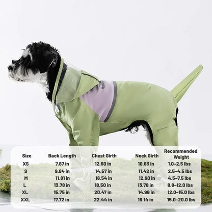 Hipipet Full Body Dog Raincoat – Waterproof 4-Legged Pet Rain Suit, Anti-Mud & Dirt Protection, Hooded Dog Rain Jacket for Small Medium Large Dogs, Outdoor Walking Rainwear