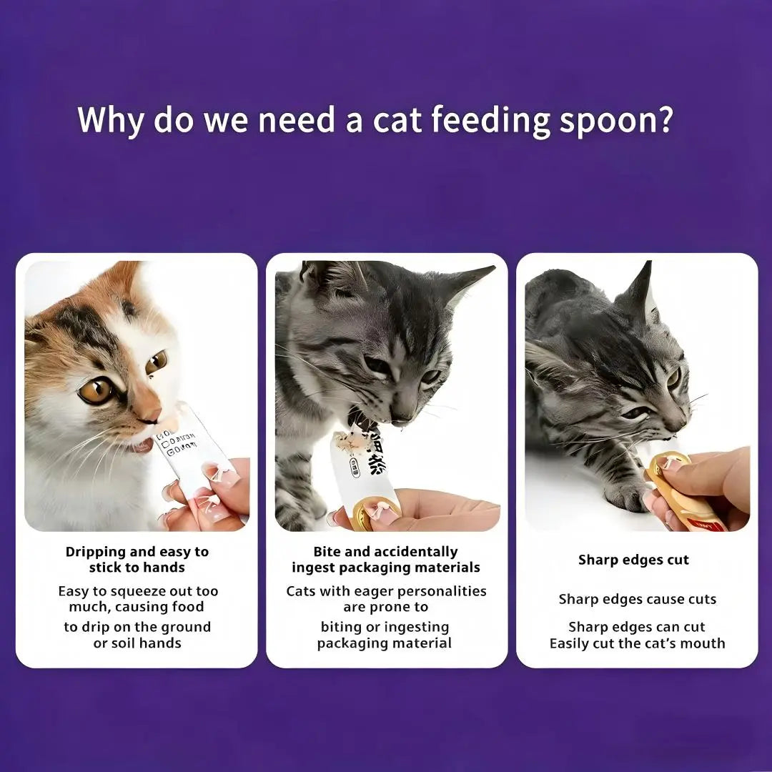 4-Pack Cat Feeding Squeeze Spoon for Wet Treats and Liquid Snacks