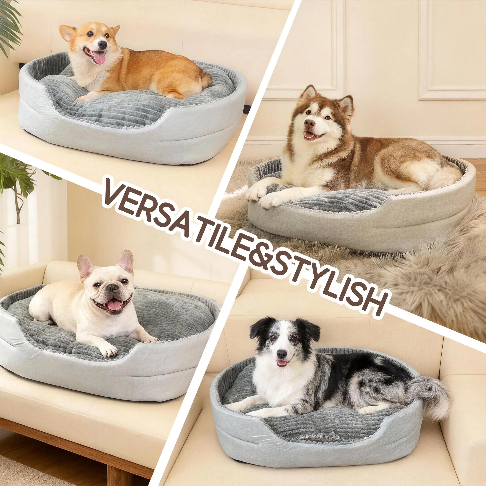 Comhoma Orthopedic Dog Bed & Cat Bed, 360° Bolstered Cuddler Pet Bed with Non-Slip Bottom, Granular Sponge Soft Washable Nest Bed for Small Medium Large Dogs & Cats, Multiple Sizes