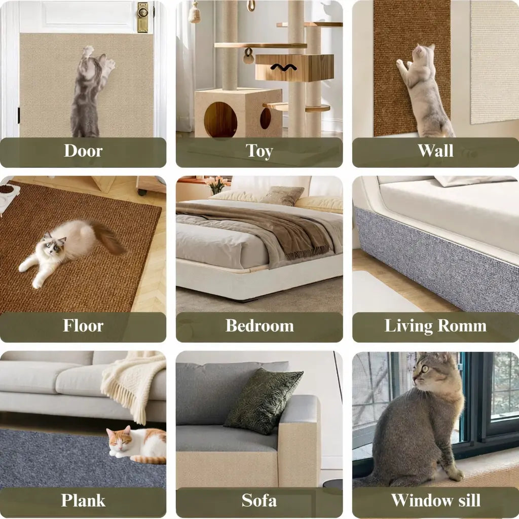 Terrapaw Cat Scratching Patches Anti-Scratch Deterrent Cuttable Wall Mounted Scratcher Mats for Indoor Furniture Pet Supplies Wear-Resistant Scratch Resistant Protector
