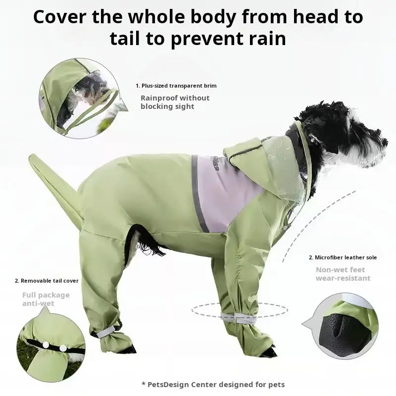 Hipipet Full Body Dog Raincoat – Waterproof 4-Legged Pet Rain Suit, Anti-Mud & Dirt Protection, Hooded Dog Rain Jacket for Small Medium Large Dogs, Outdoor Walking Rainwear