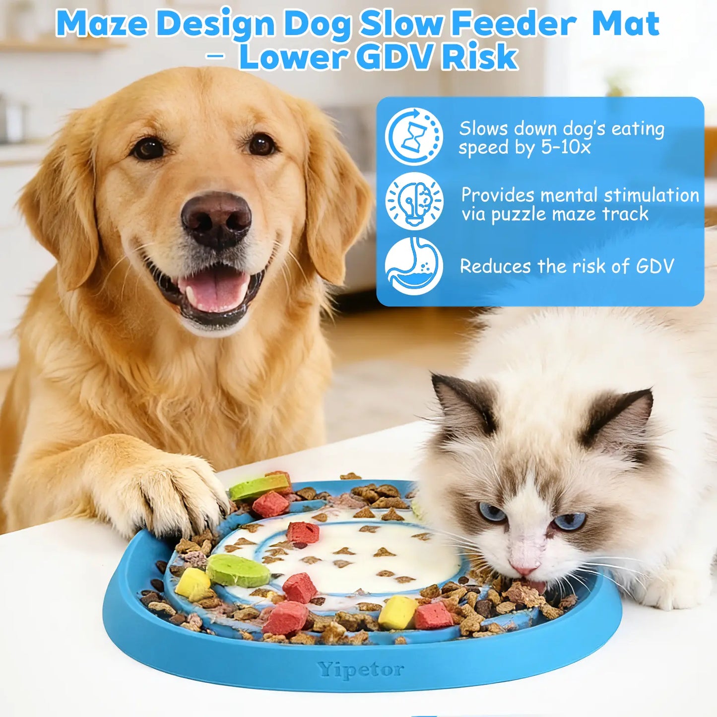 Yipetor Zen Disc: Professional Sensory Calming Tool for Dogs, Foldable Silicone Lick Mat and Slow Feeder, BPA Free, Dishwasher Safe, Reduces GDV Risk, Ideal for All Breeds